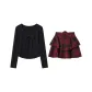 Black Top+Red Skirt, Two-Piece Set