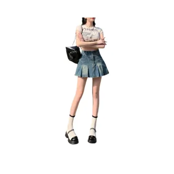 ZNZX Denim Short Skirts Women's Vintage Blue