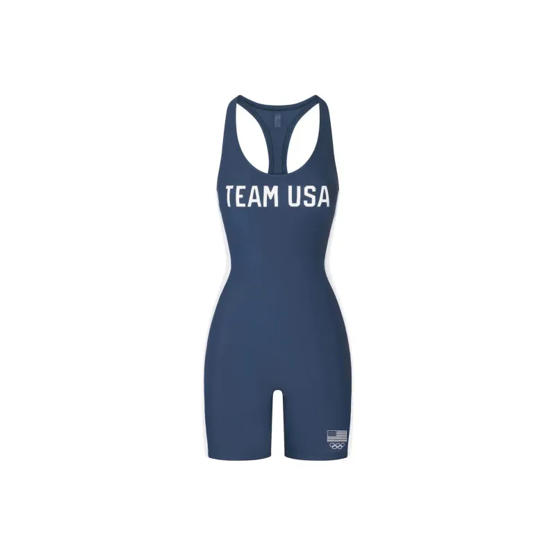 Skims USA Olympic Team Co-branded One-Piece Swimsuits Women's NAVY/Marine Blue-0