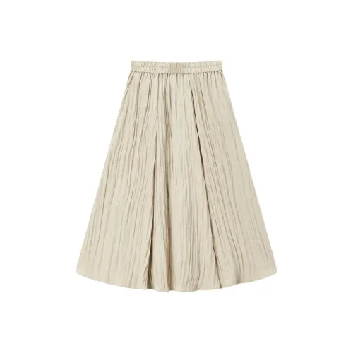 EICHITOO Casual Long Skirts Women's Beige Gold