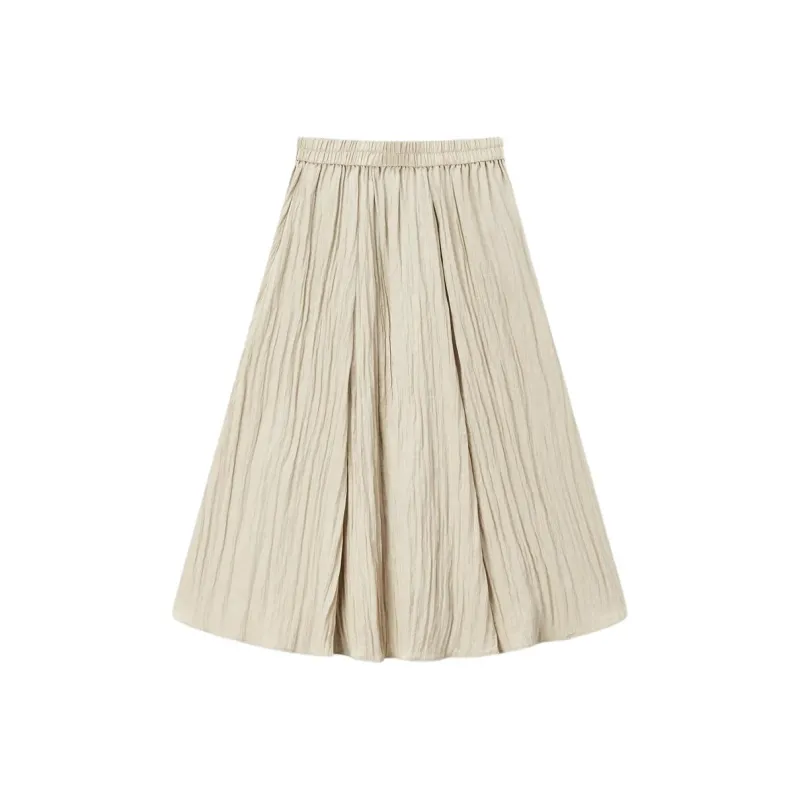 EICHITOO Casual Long Skirts Women's Beige Gold-0