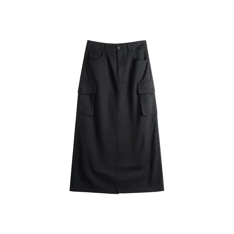 Olrain Casual Long Skirts Women's Black-0