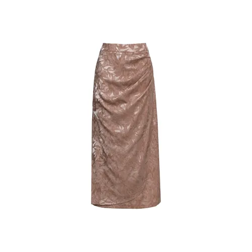 Eggka Casual Long Skirts Women's Pink