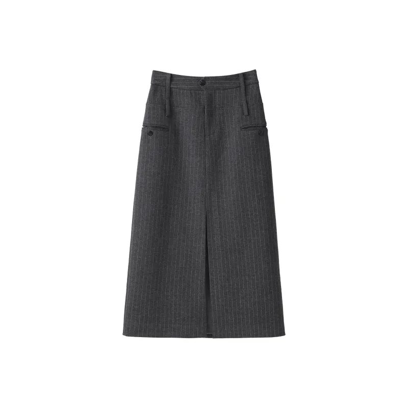 Fstudio Casual Long Skirts Women's Dark Gray-0