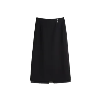 Hang Yi Court Casual Long Skirt Women's Black