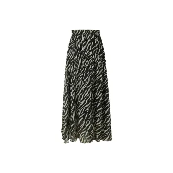 3COLOUR Casual Long Skirt Women's Black Rice Floral