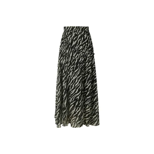 3COLOUR Casual Long Skirt Women's Black Rice Floral