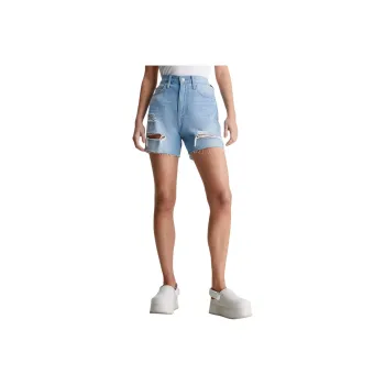 CALVIN KLEIN Denim Shorts Europe Version Women's Light Blue