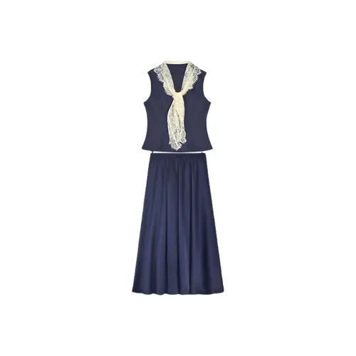 YGPRW Skirt Set Women's Navy Blue