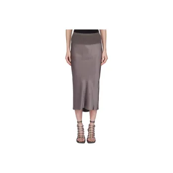 RICK OWENS Silk A Line Bias Skirt 'Dust'