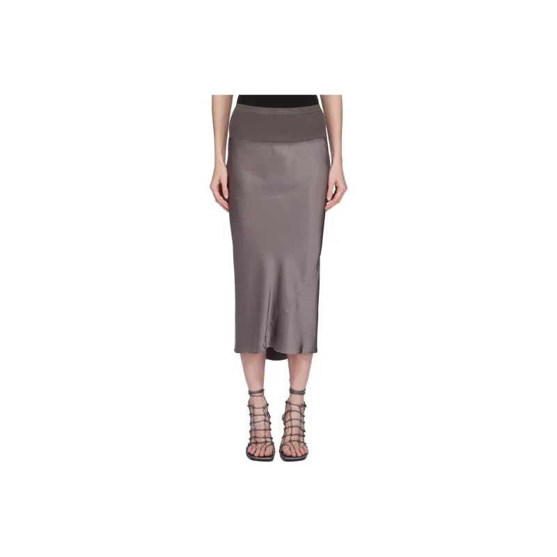 RICK OWENS Silk A Line Bias Skirt 'Dust'-0