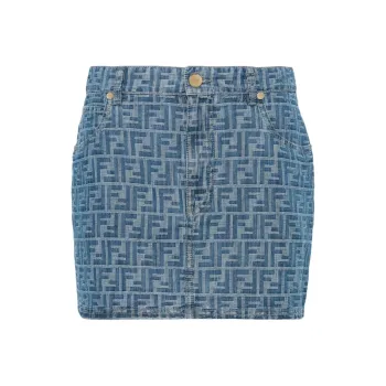 FENDI Ff Jacquard Jeans Mini Skirt