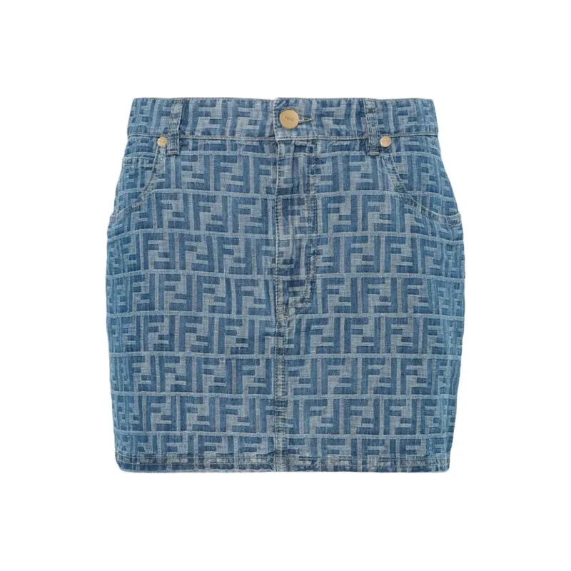 FENDI Ff Jacquard Jeans Mini Skirt-0
