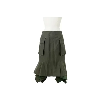Sacai Casual Long Skirts Women's Dark Green