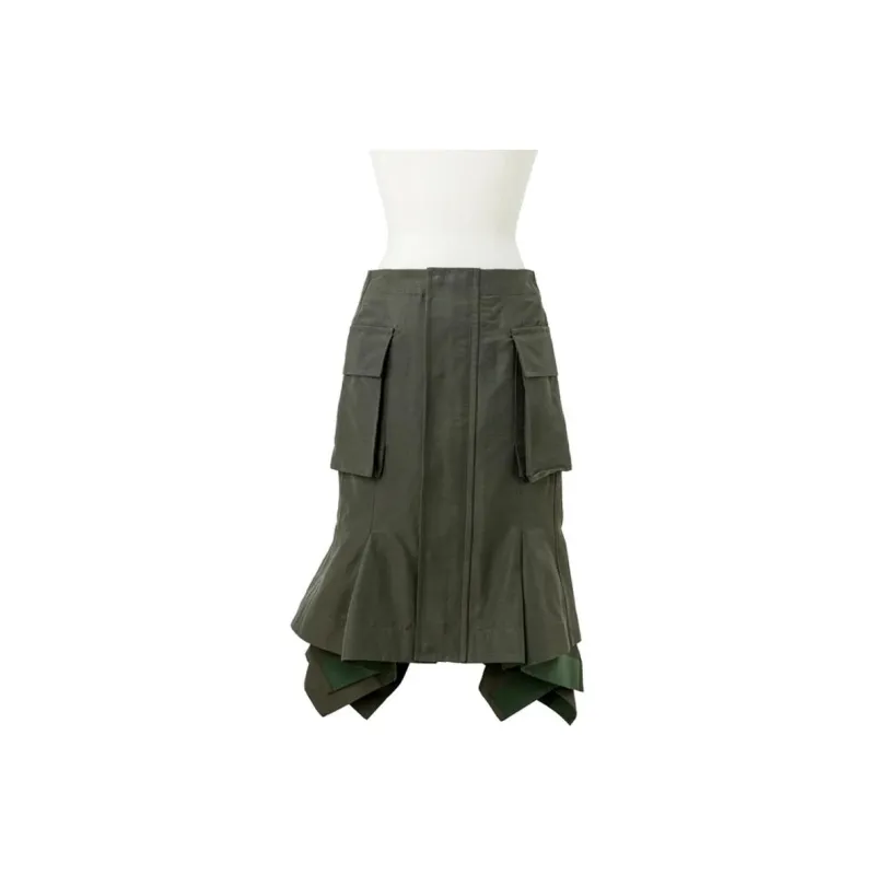 Sacai Casual Long Skirts Women's Dark Green-0