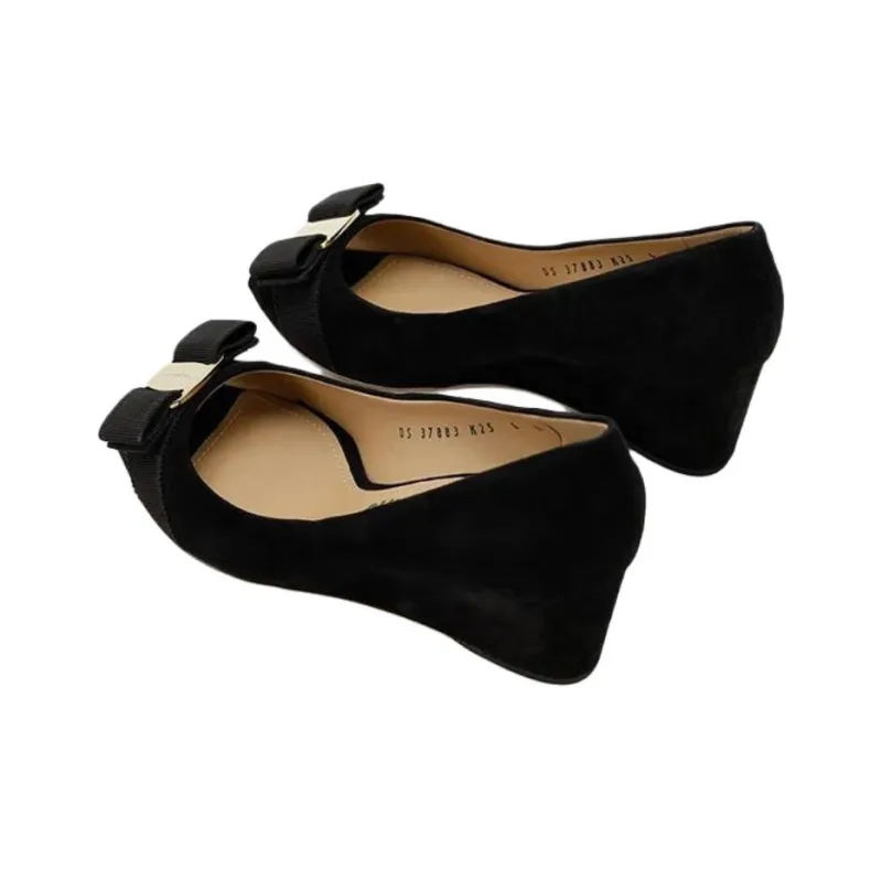 FERRAGAMO Wedge Heel High Heels Women's Black-3