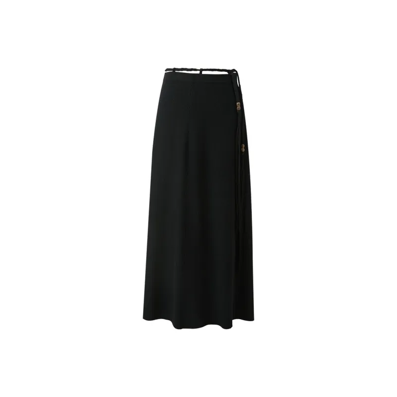 3COLOUR Casual Long Skirt Women's Classic Black-0