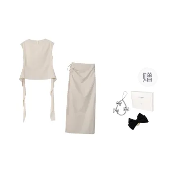 Fstudio Korean Style Petite Soft Lazy Cinched Waist Fashion Skirt Set Women's Apricot