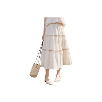 ZIHAN Casual Long Skirt Women's Beige