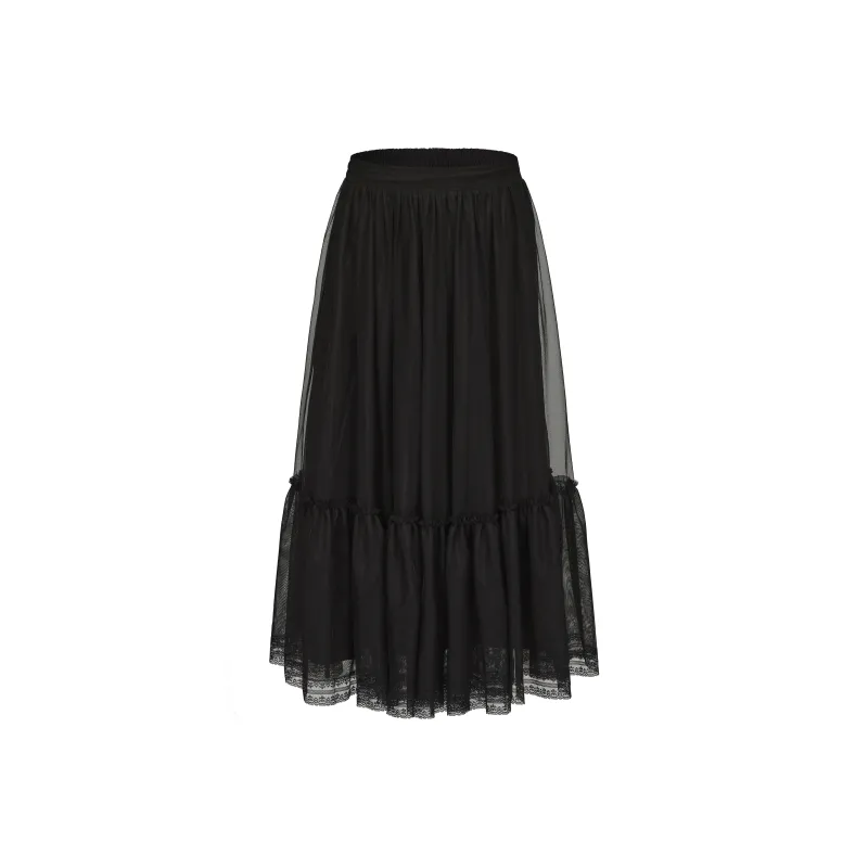 CHIWAWAMEME Casual Long Skirts Women's Black Swan-0
