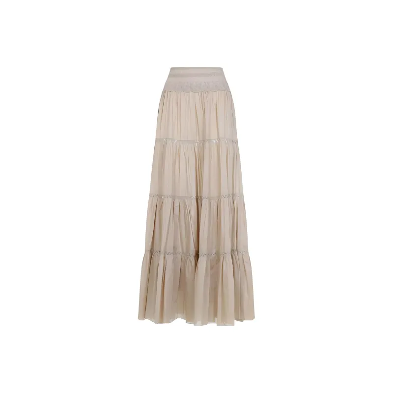 ERMANNO SCERVINO High Waist Maxi Lace Skirt-0