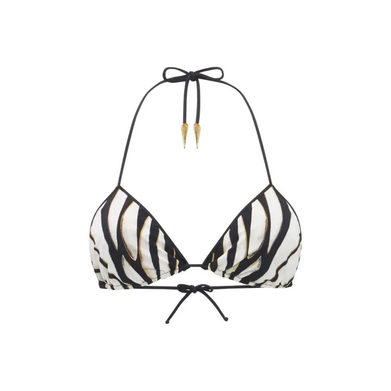 Roberto Cavalli Ray Of Gold print Bikini Top-0