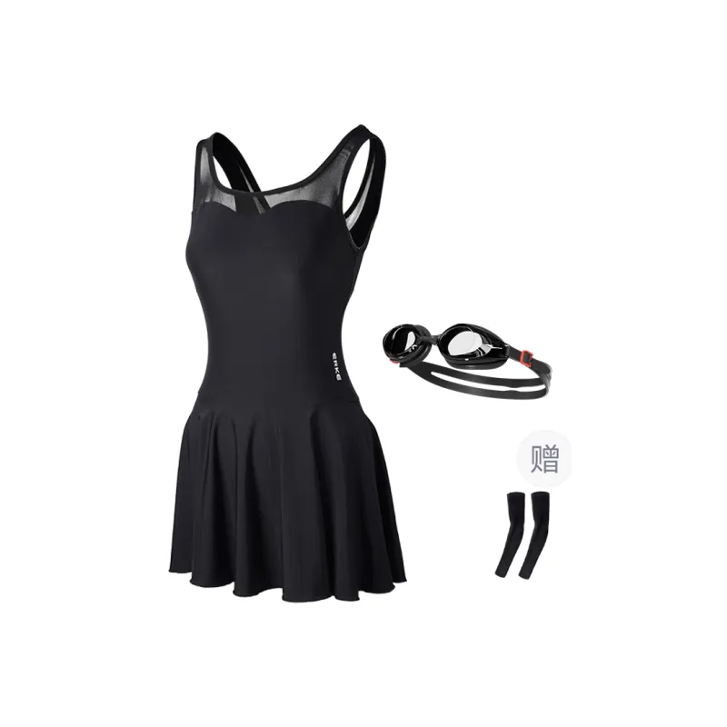 Erke One piece Swimsuit Women's Two Piece Set Black-0