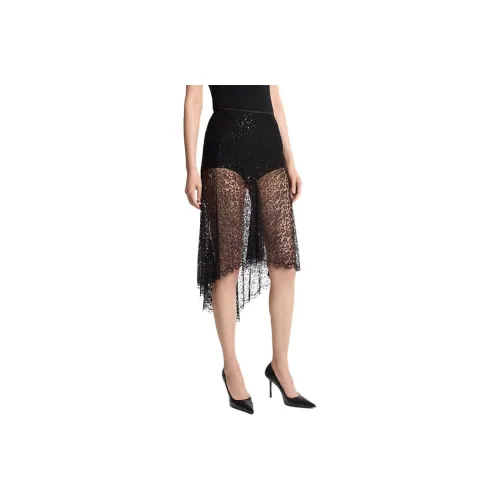 MICHAEL KORS Hand-Embroidered Sequin Chantilly Lace Skirt