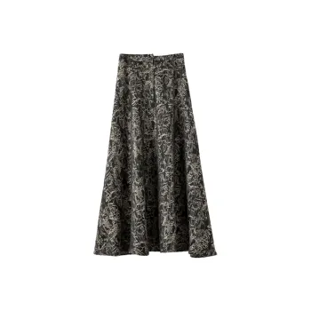 Late White Casual Long Skirt Women's Multicolor