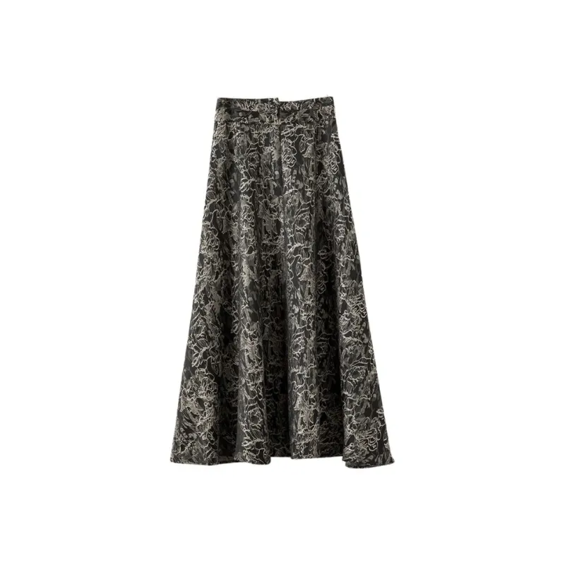Late White Casual Long Skirt Women's Multicolor-0