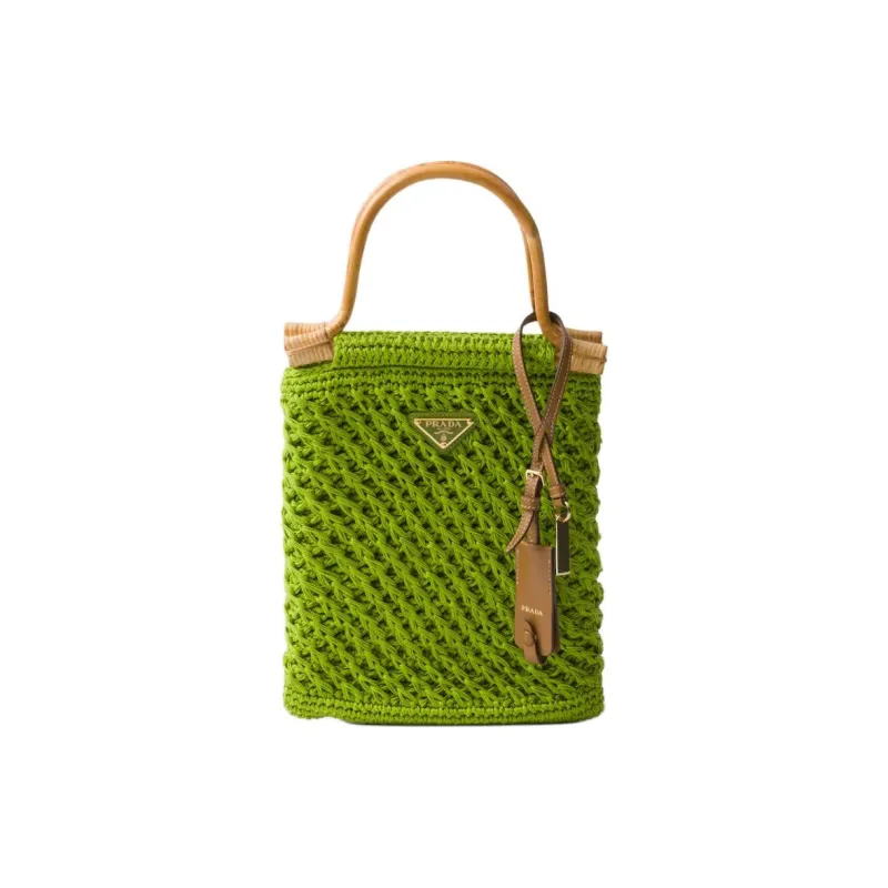 PRADA Cotton Bucket Bag Handbag Mini Women's Green-0