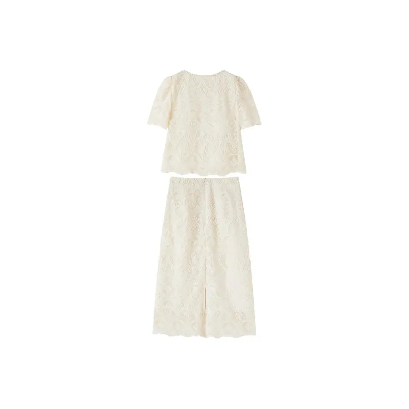 XIANGYING Skirt Set Women's Ecru-1