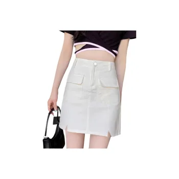 Weixi Denim Short Skirts Women's White