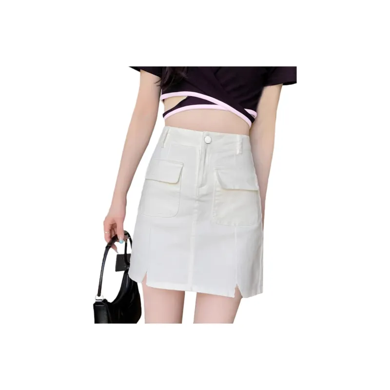 Weixi Denim Short Skirts Women's White-0