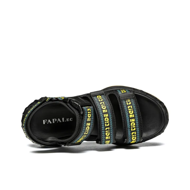 FAPAI Beach Sandals Men Apricot/Black Green-9