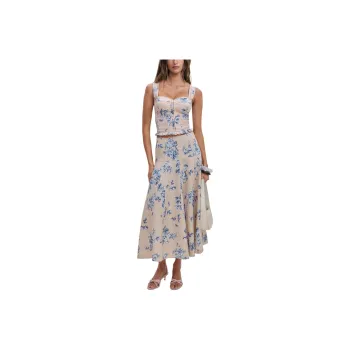 REFORMATION Anatolia Linen Two Piece Skirt Set Women's Multicolor
