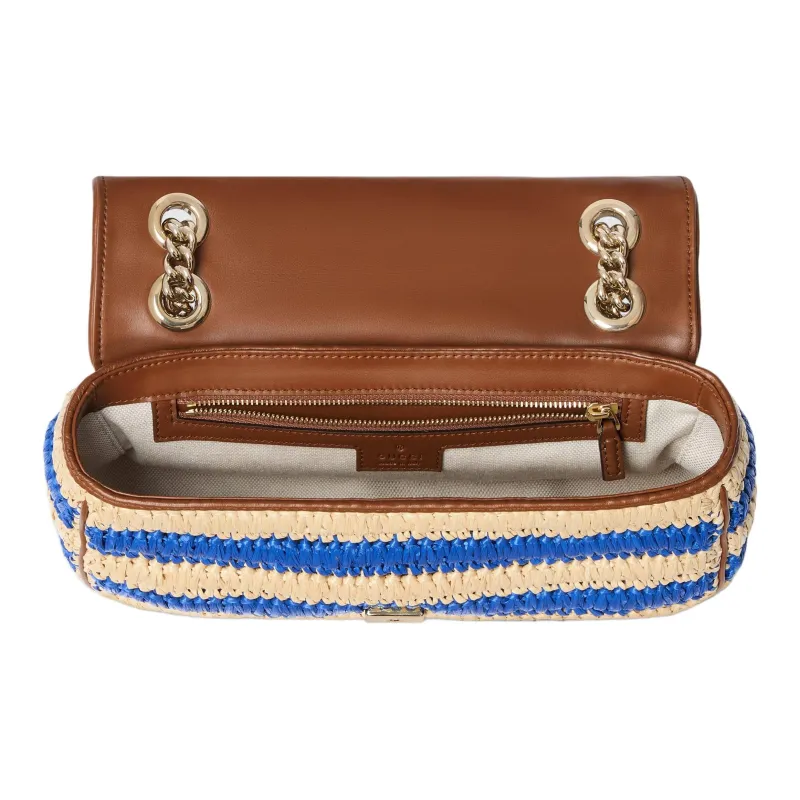 GUCCI GG Marmont Viscose Shoulder Bag Medium Size Women's Blue & Beige-4