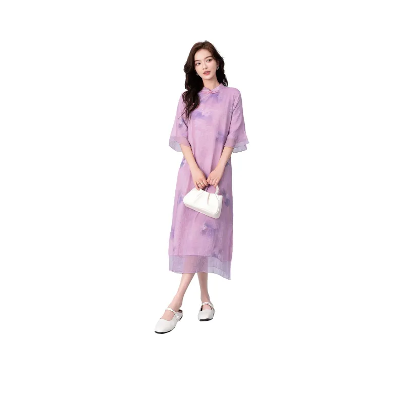 Love Elaine Cheongsam Women's Purple-0