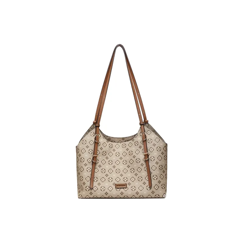 MEXICAN PVC Shoulder Bag Women's Dark Brown/Khaki/Ecru-4