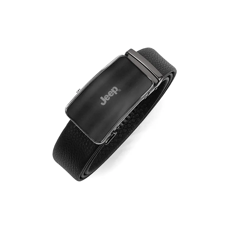 Jeep Top Grain Cow Leather Belts Men's Black/Litchi Grain Black Width 3.5cm-5