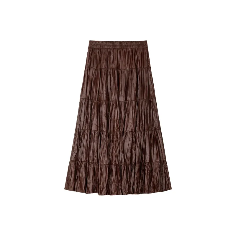 IT'REAL Elegant Women's Dresses FW24 Casual Long Skirt Women's Burgundy-0