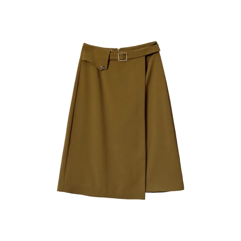 Mambe Casual Long Skirts Women's Olive Green-0