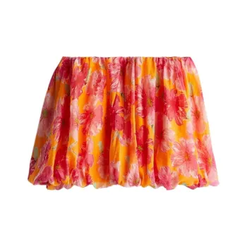 H&M Casual Short Skirts Women's Orange/Pink Floral
