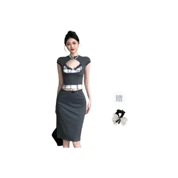 TUSHIFEI Two Piece Skirt Sets Women's Three Piece Set+Hair Tie Comes With