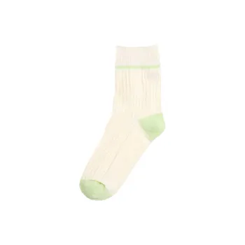 Vans HALF CREW Mid Calf Socks Women's 1 Pack Cream White/Dark Shadow Lime Green