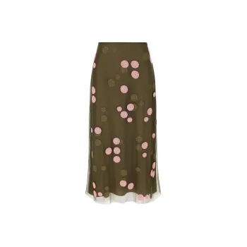 FENDI Polka Dot Embellished Tulle Midi Skirt