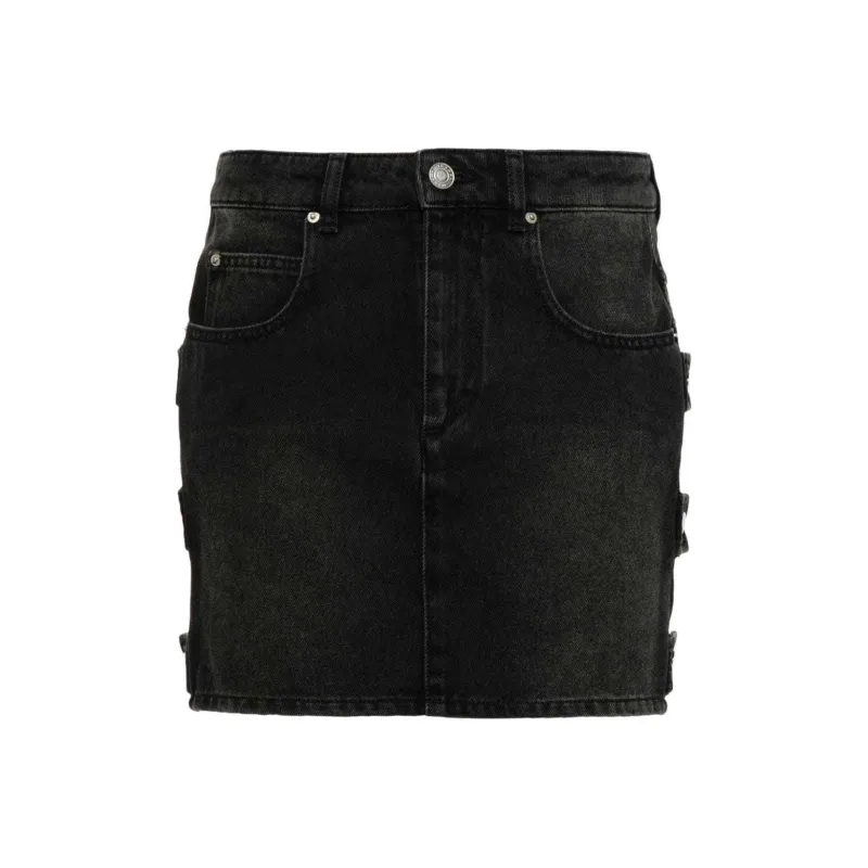 ISABEL MARANT ETOILE Stessy Logo Patch Denim Skirt-0