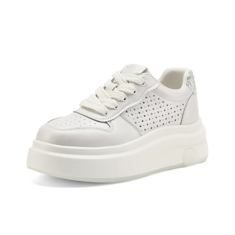 FIVE PLUS Anti Slip And Wear Resistant Height Increasing Low Top Skateboard Shoes Women's-1
