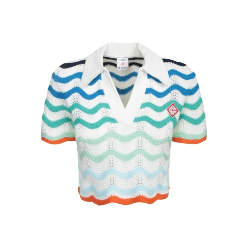 CASABLANCA Gradient Wave Crochet Top 'Multicolor'-0