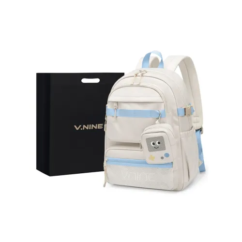 V.NINE Fabric Women's University Student Backpack For Men Backpack Large Size Unisex Fragrant Tea Ecru